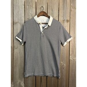 Peter‎ Werth London Mens Elmworth Polo Shirt Navy White Striped Cotton Size M